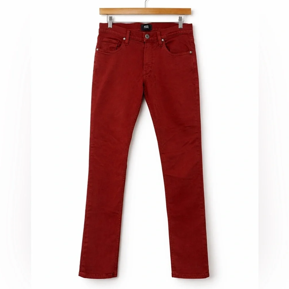 PAIGE Federal Slim Straight Jeans 31x33 Brick Red Made in USA